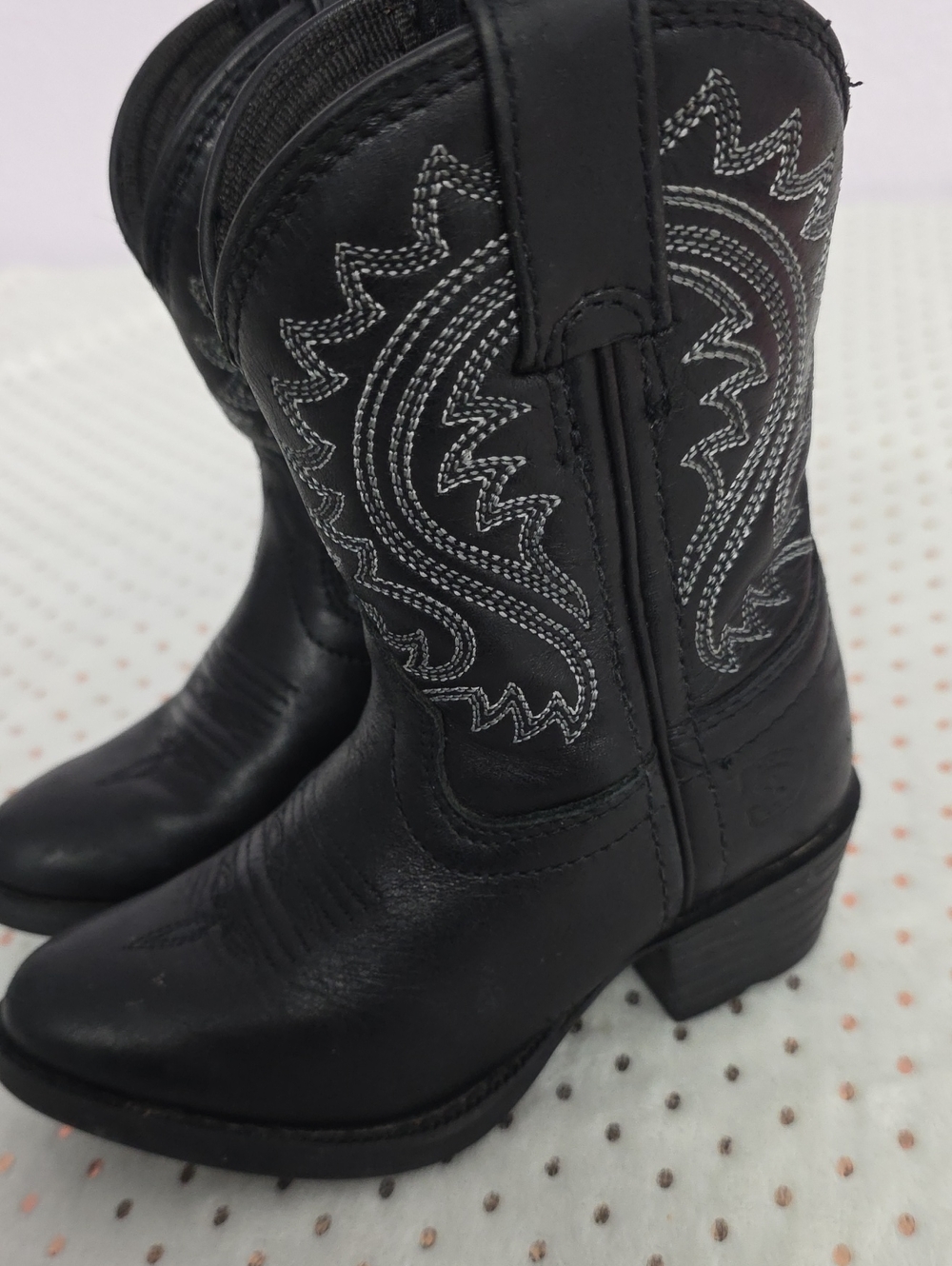 Durango Boys Toddler Black Leather Western Polished Onyx Boots 8M - Picture 10 of 11